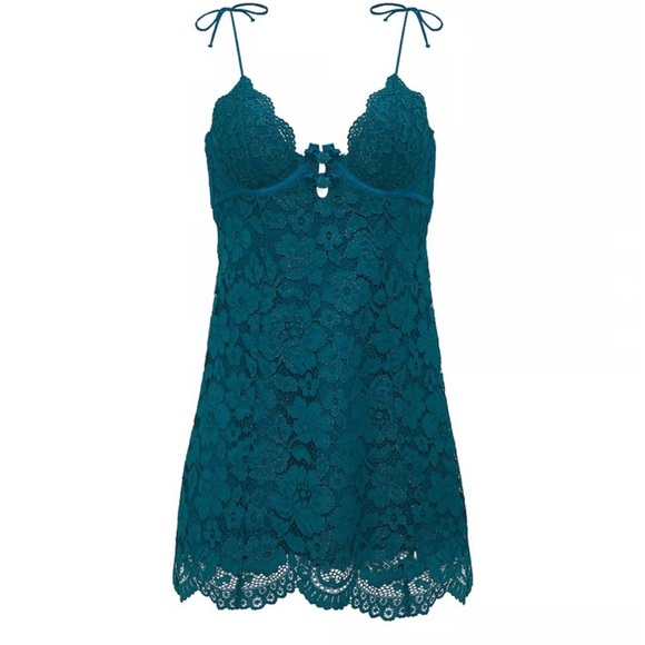 For Love & Lemons Creamsicle Lace Dress Victoria’s Secret Victoria SZ L teal - Picture 13 of 14